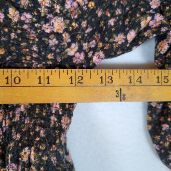 Free People Womens This Is Everything Floral Smocked Mini Dress Size Small Black - Picture 14 of 15